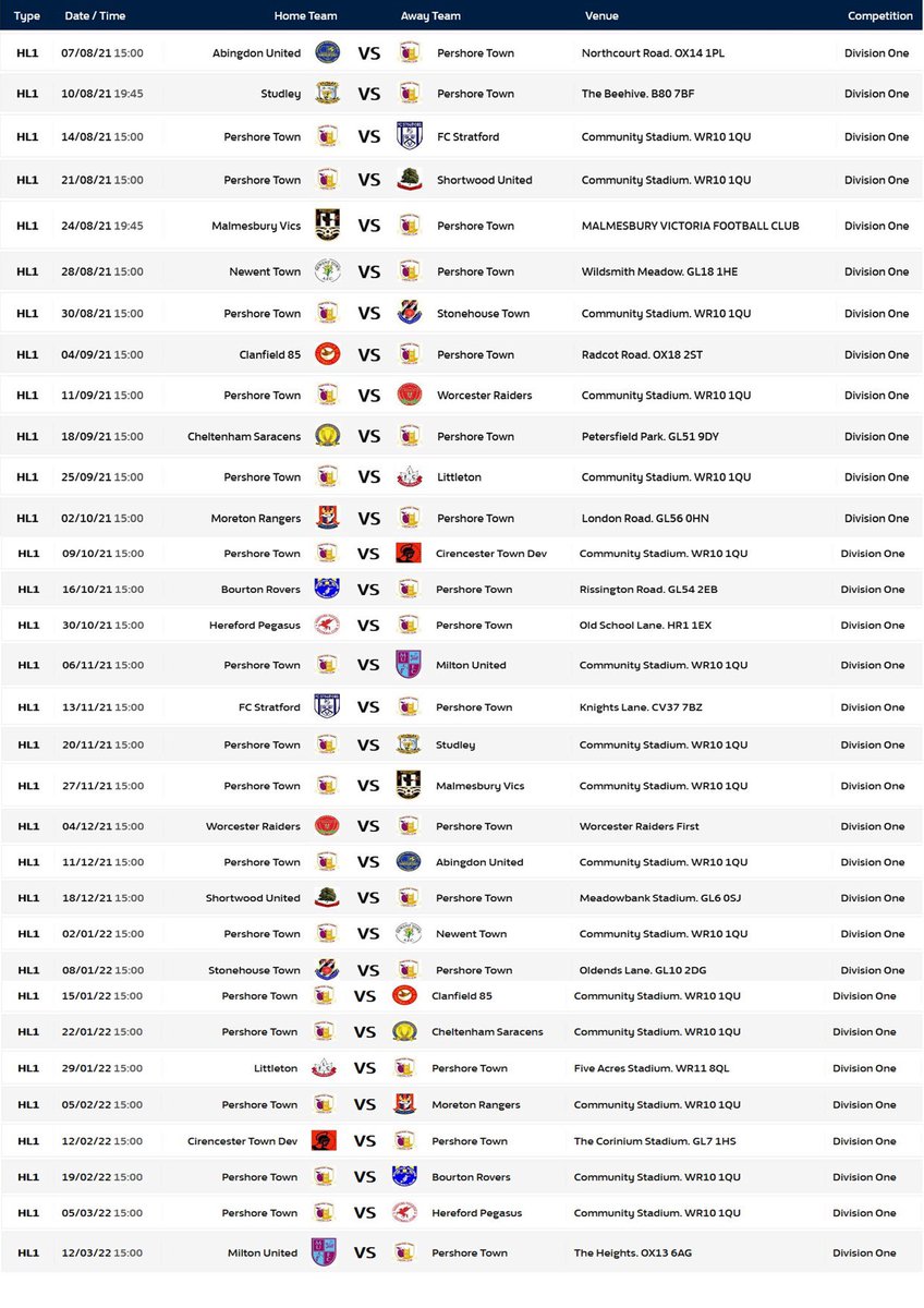 Here we go guys the fixtures are now here for us in the Hellenic Division one.
First game Saturday away to Abingdon keep your eyes peeled for match updates.
#uptheplums 🔵⚪️🔵