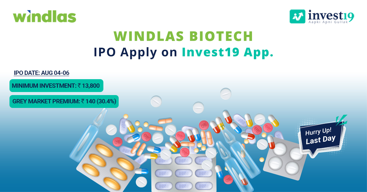 Invest19_com's tweet photo. #WindlasBiotech- a pharmaceutical formulation player is #trading at #GreyMarketPremium of 28%. #IPO has been subscribed 12.42 times. Hurry up! Last Day. Apply now on Invest19app. Install app : https://t.co/ouOQVkuL7P
#Invest19 #UpcomingIPO #WindlasBiotechIPO #Windlas #WindlasIPO https://t.co/quQaG9A3F5