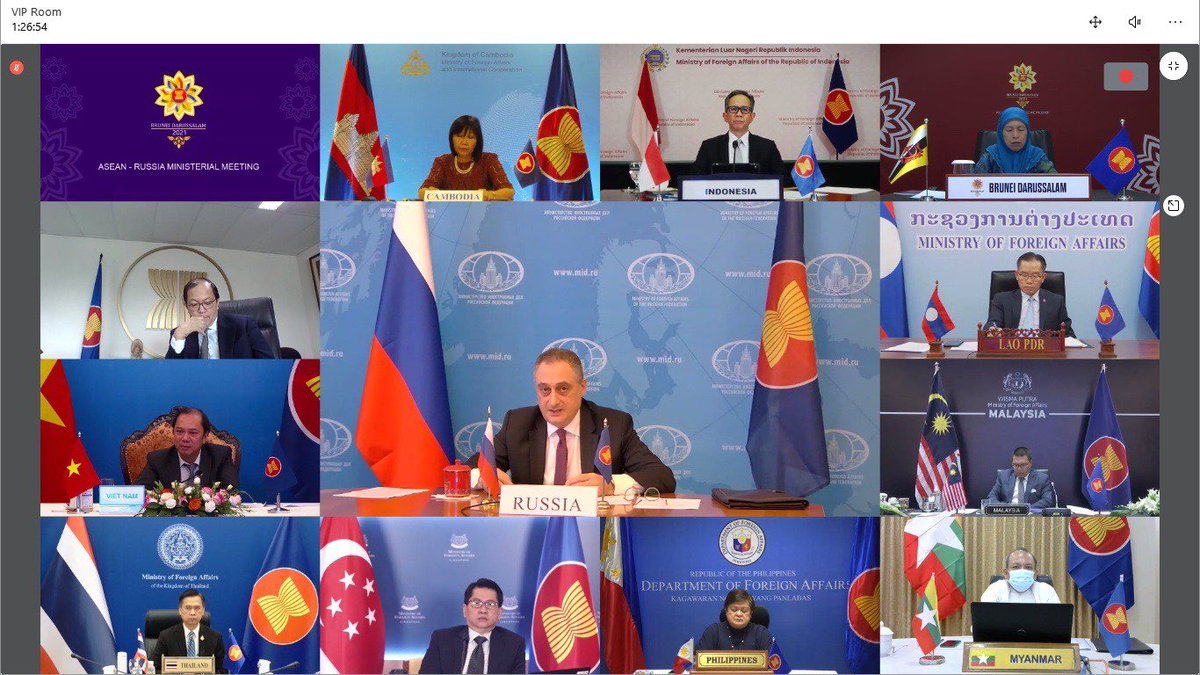MFAThai's tweet photo. VFM Vijavat, @ASEAN-#Russia🇷🇺 Ministerial Mtg, advocated coop in areas under ASEAN Outlook on the Indo-Pacific &amp; welcomed Russia’s proposal to declare 2022 as ASEAN-Russia Year of Science, Technology and Industrial Coop to promote coop on #vaccine, #BCG &amp; alternative energy. https://t.co/Sks5x0vPkL