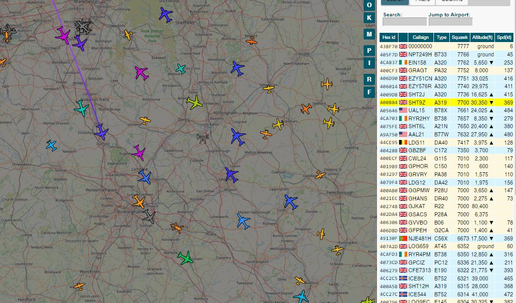 BrokeBritannia's tweet image. One of British Airways flights from Edinburgh to (I think) London has declared (squawk 7700) an &quot;emergency&quot; situation. #GDBCF / #SHT9Z

(99% of the time this is just a precaution and can be anything from a broken toilet, to medical or technical).

I will watch for a bit.