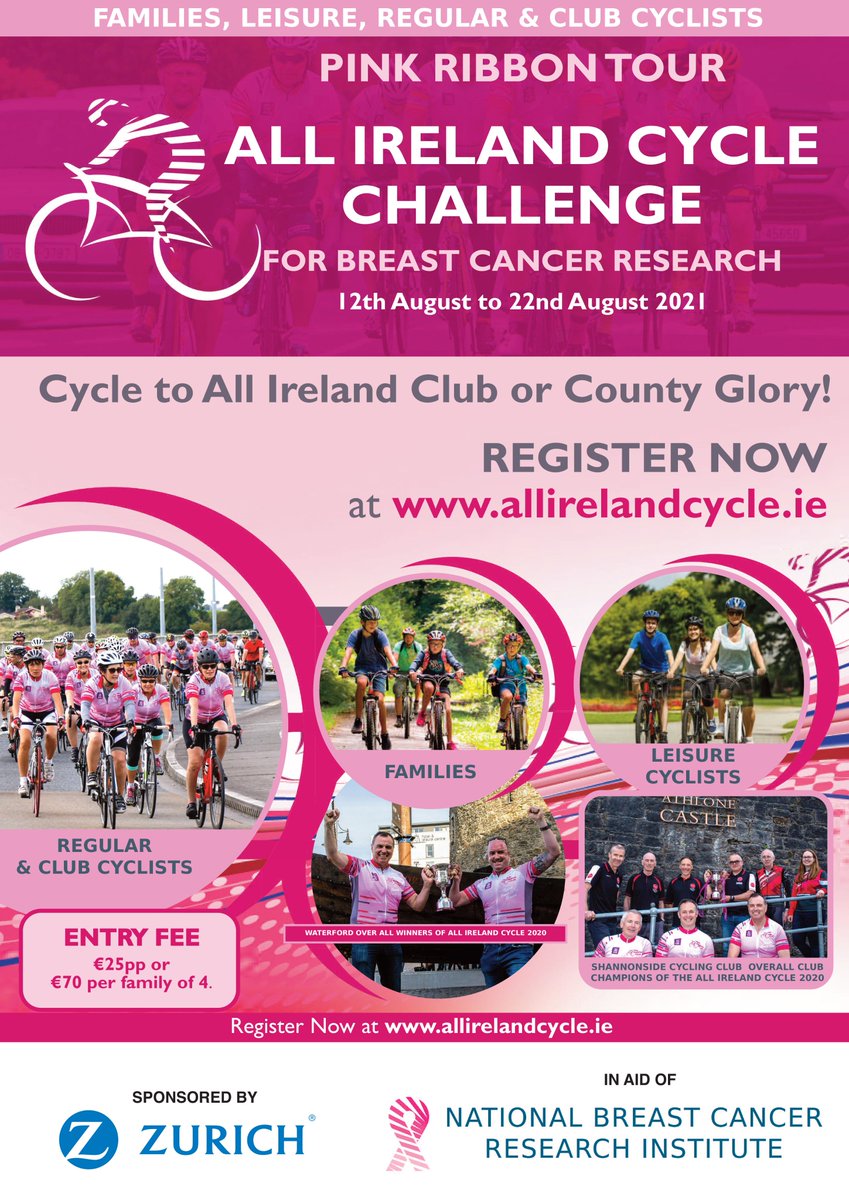 Do You Like to Cycle? Then why not join the <a href="/AllIrelandCycle/">All Ireland Cycle</a> SP by <a href="/Zurich_Irl/">Zurich Ireland🇮🇪</a> for <a href="/BCResearchIre/">National Breast Cancer Research Institute</a> The Challenge? Cycle as many km's between Aug.12-22, Open to all. Reg €25 and get a #AllIrelandCycle neck snood! Sign-up at AllIrelandCycle.ie #cycling #AllIrelandCycle #zurich