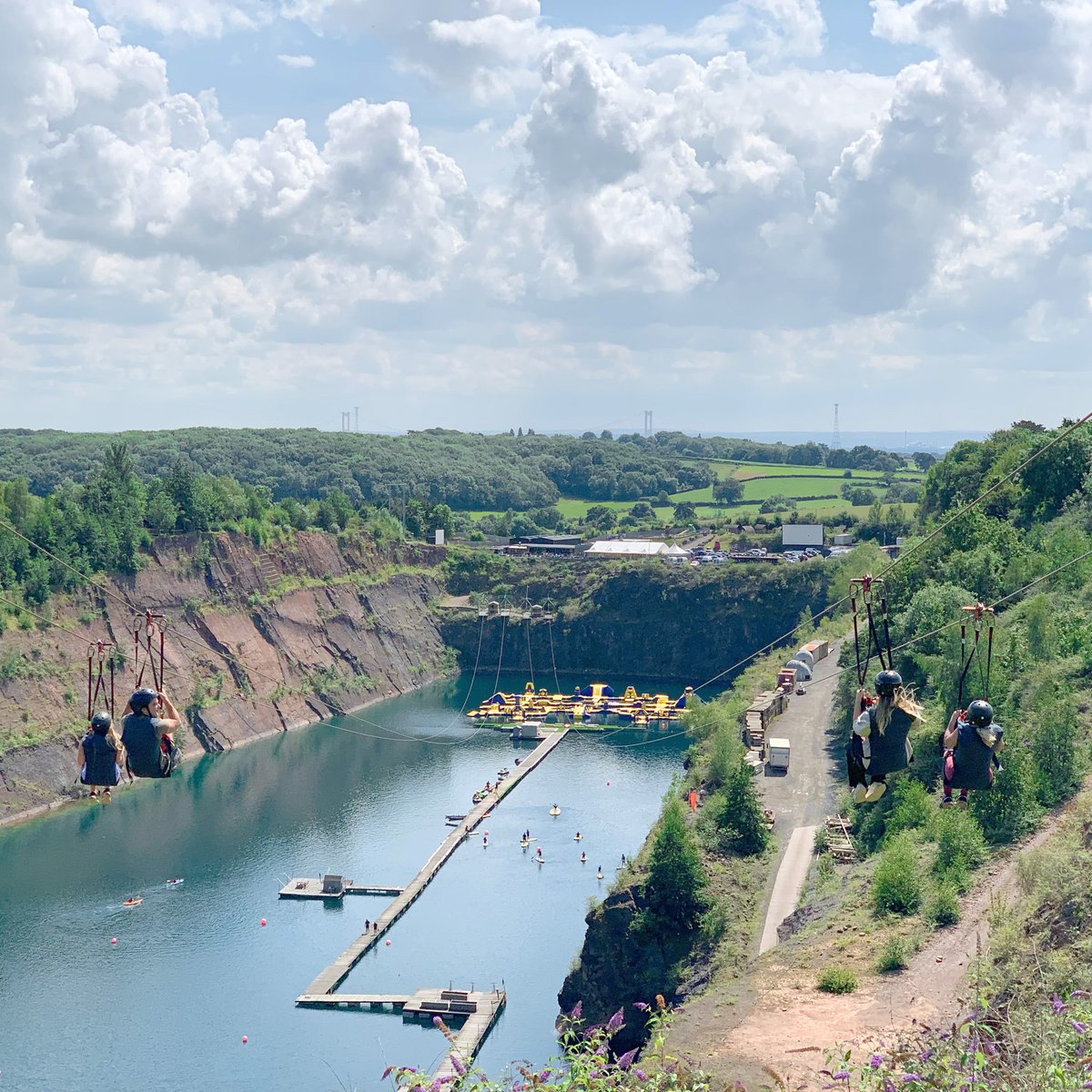 The Wire Zip Slide now has FOUR ZIP LINES!

Why not pick your favourite 3 friends and launch off a cliff together!

Spaces available to book now for dates during August &amp; September at ndac.co.uk/thewire

#NDAC #DeanWye #WyeDean