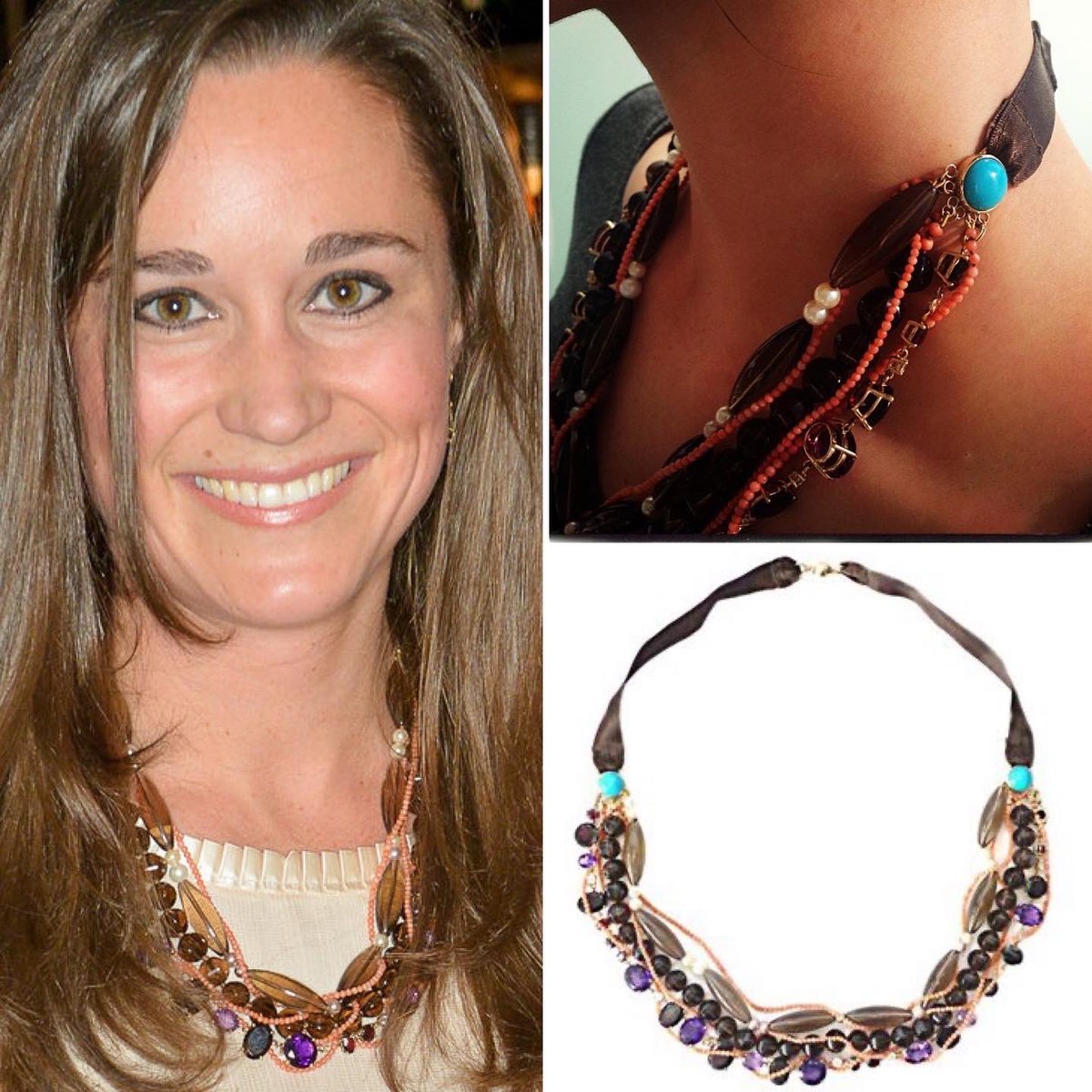 KateMCambridge's tweet photo. Pippa Middleton Matthews W&W statement necklace made of amethyst, garnet, pearl, diamond & coral. I really love this boho standing out piece of art.
#pippamiddleton #pippamatthews #pippamiddletonstyle #statement #statementjewelry https://t.co/AGcPkd6yng