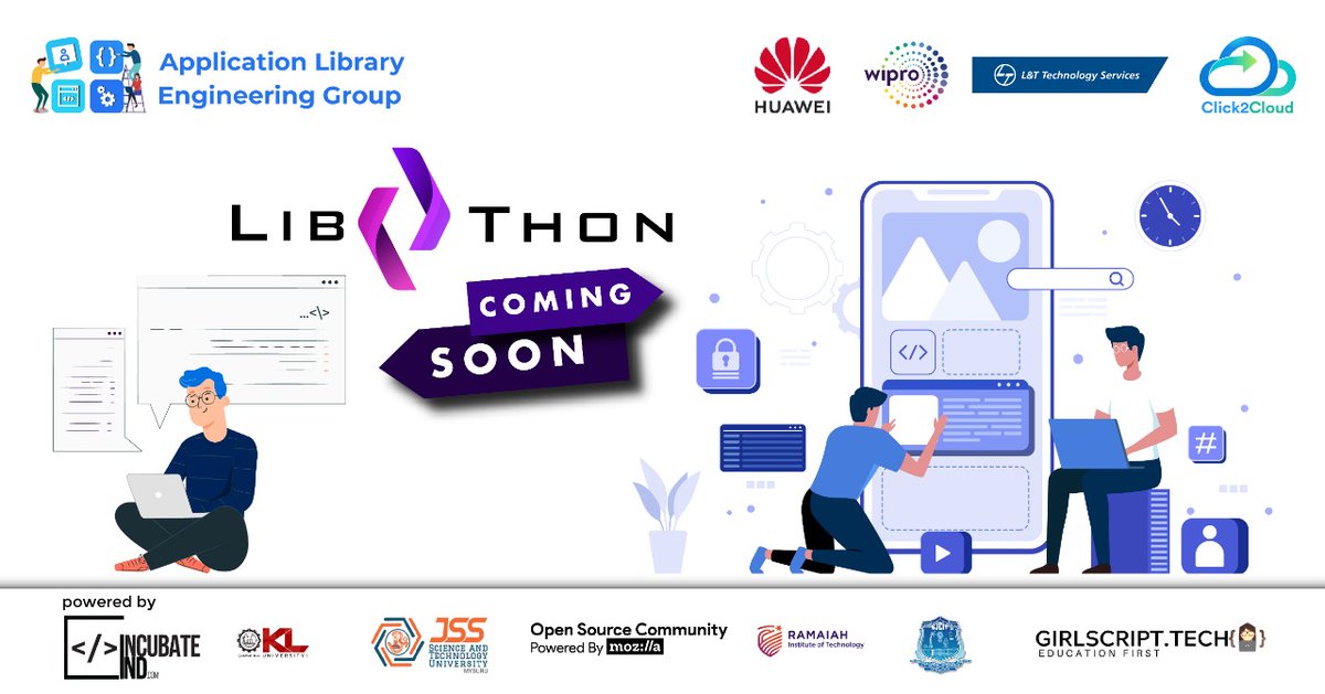 IncubateIND's tweet photo. Hackathon Alert: Coming Soon
@applibgroup with @Huawei, @Wipro, @LnTTechServices &amp; @Click2CloudInc presents Lib-A-thon – an initiative to develop reusable components around exciting challenges.
Powered by @IncubateIND
Stay tuned for an exciting hackathon.
#Hackathon #LibAThon https://t.co/PXBztoJ5Oe