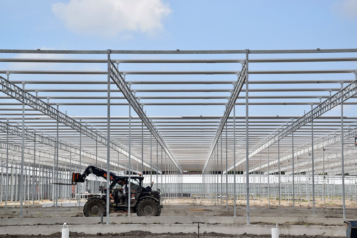 hilverdaflorist's tweet photo. Project update! The greenhouse construction at our main location continues. Bosman Van Zaal and Batist Kassenbouw worked hard on the steel constructionof the greenhouses and started with the glazing.
#greenhouseconstruction #horticulture #flowerbreeding #youngplantproduction https://t.co/rcNGcoIAxe