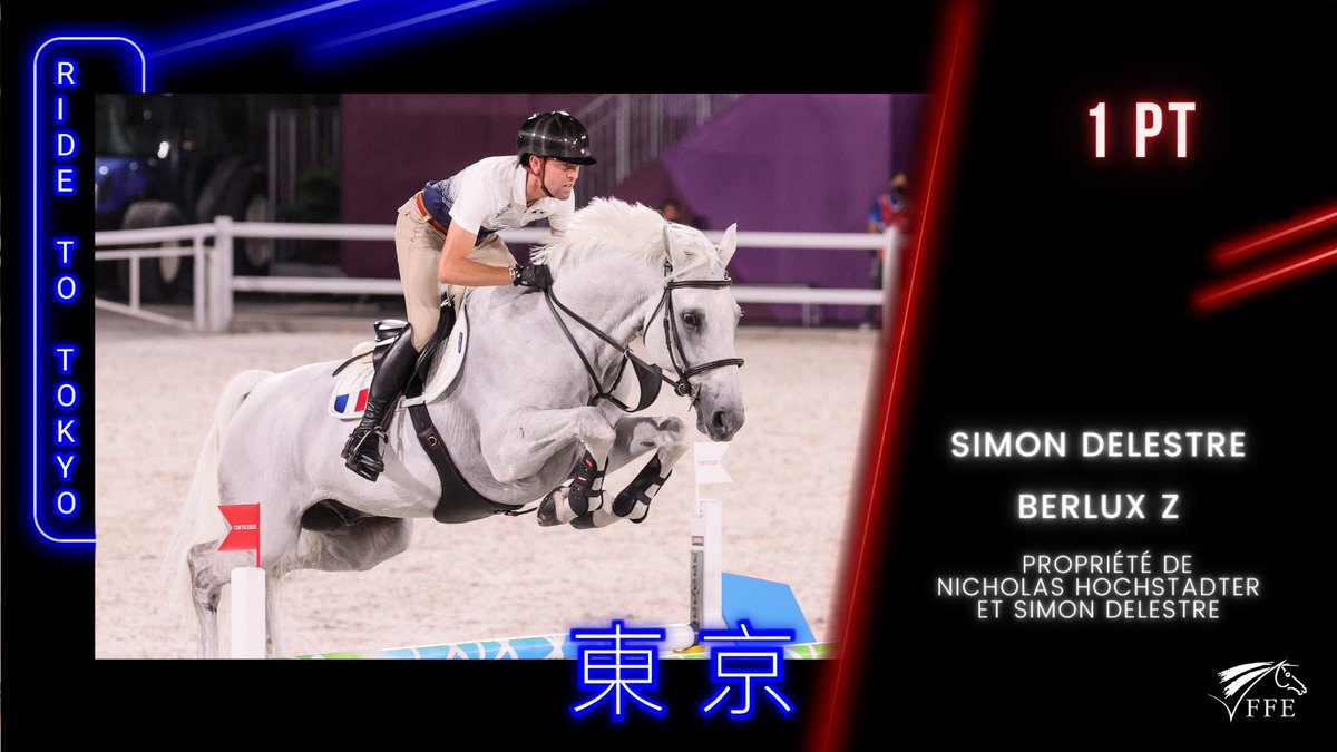 #RideToTokyo Superbe parcours sans-faute aux obstacles et 1 petit point de temps dépassé pour le 1er couple tricolore <a href="/SimonDelestre/">Simon Delestre</a> avec Berlux Z dans la 1ère épreuve par équipes. 👏👏👏🐴🇫🇷 Pénélope Leprévost à suivre.
Les résultats en live : bit.ly/37nPFXJ