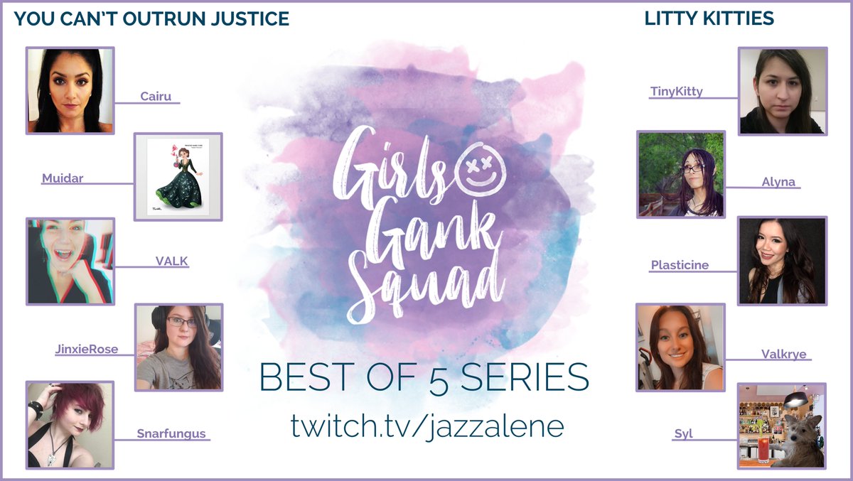 Catch #GirlsGankSquad tonight at 6 PM PT! <a href="/GOONGGWP/">SOTO 🇵🇷</a> will be joining me to co-cast!

You Can't Outrun Justince
<a href="/CairuCan/">Candy</a> 
<a href="/Muidar/">Muidar</a> 
Valkslays
<a href="/hellojinxierose/">JinxieRose</a> 
<a href="/snarfungus/">Snarfungus (She/They)</a> 

Litty Kitties
@DestnyBlackmoon 
<a href="/AlynaTyler/">Alyna Tyler</a> 
<a href="/PlastyQueen/">Plasticine</a> 
<a href="/Valkrye12/">Valkrye</a> 
Syl