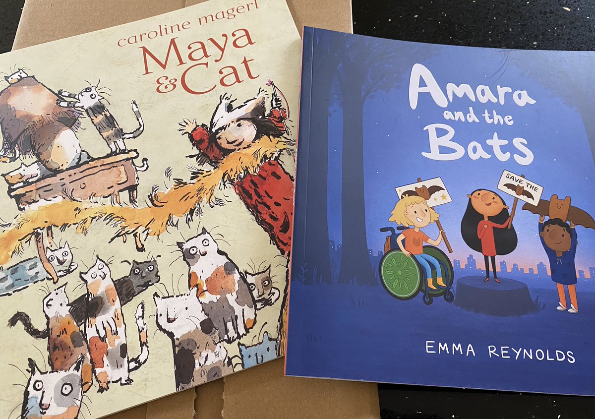 Lovely book post this morning. Thank you @bookwagonuk @EmmaIllustrate #amaraandthebats 🦇@c_magerl  🐈‍⬛🐈