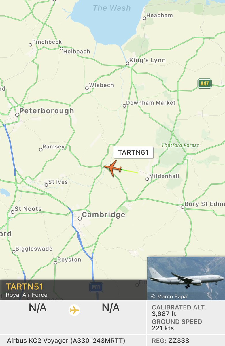MIL_Radar's tweet image. 6 AUG 1045z: Royal Air Force Voyager ZZ338 launched from Mildenhall on a NATO air policing squawk
