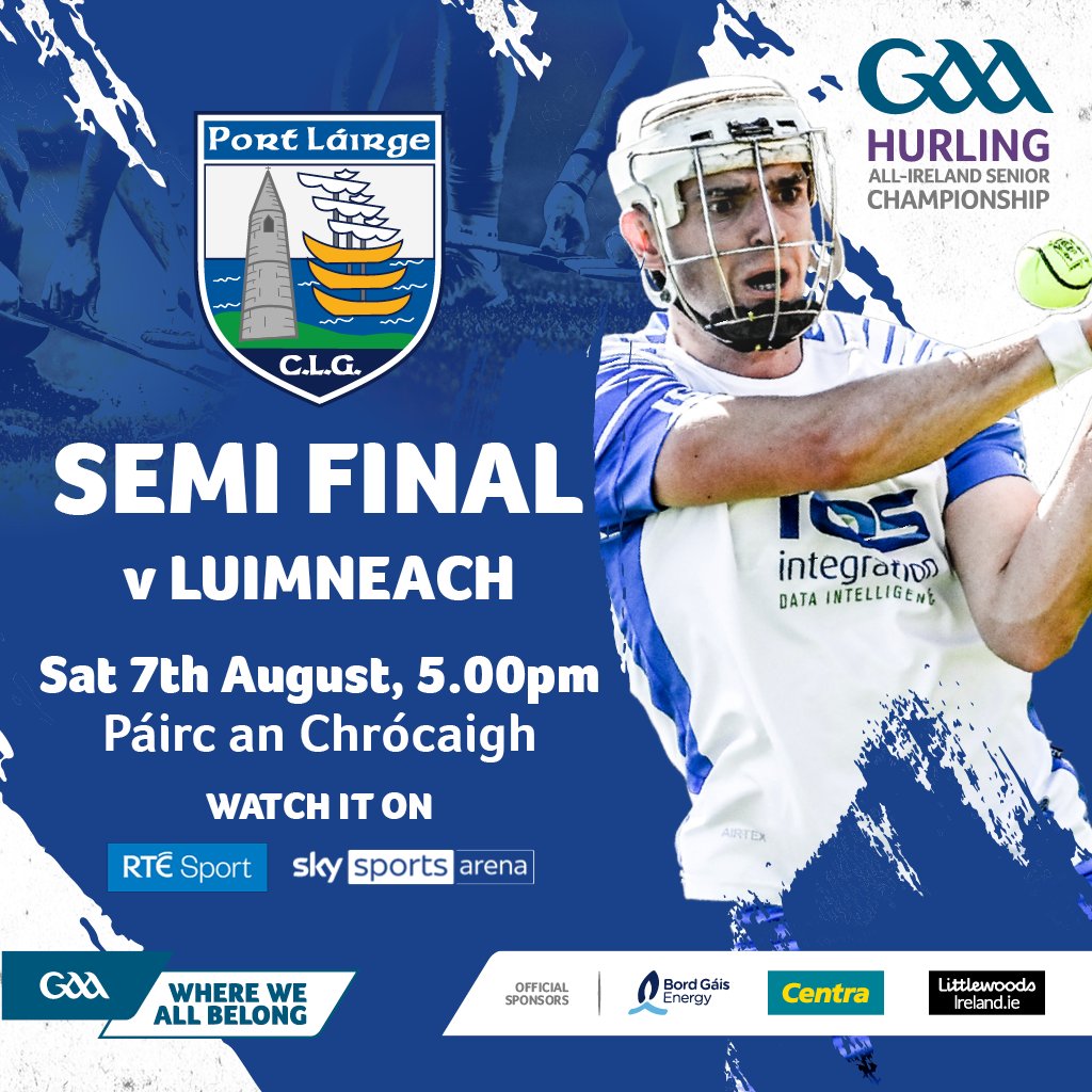 Just over 24 hours to go 🎉

Our Senior Hurlers will travel to Croke Park tomorrow evening for a 5pm throw in against Limerick in this year's All Ireland Senior Hurling Championship Semi Final!

Best of Luck to all involved!

#deiseabú
⚪🔵
