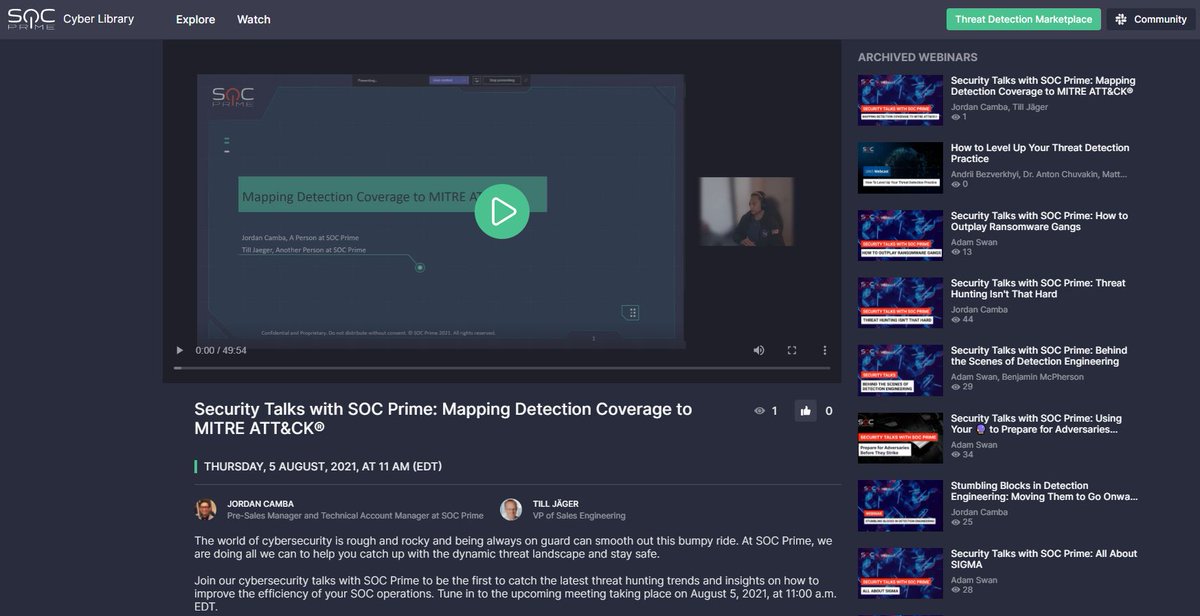 Missed out our latest Security Talks with SOC Prime #webinar? Watch the recording and learn how to use MITRE ATT&amp;CK® to advance the maturity of detection &amp; response. lifecycle.tdm.socprime.com/education/webi…
#cybereducation #threathunting #SOC #cybersecurity