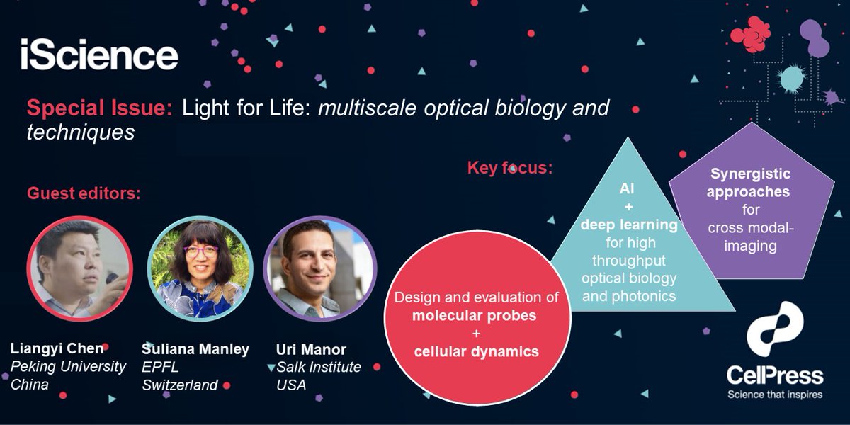 iScience_CP's tweet image. .@iScience_CP is interested in your research on emerging trends in #OpticalMicroscopy in the #SpecialIssue Light for life: multiscale optical biology and techniques. Guest edited by Uri Manor (@manorlaboratory), Suliana Manley (@SulianaManley) &amp;amp; Liangyi Chen (@Orangeroad2017)