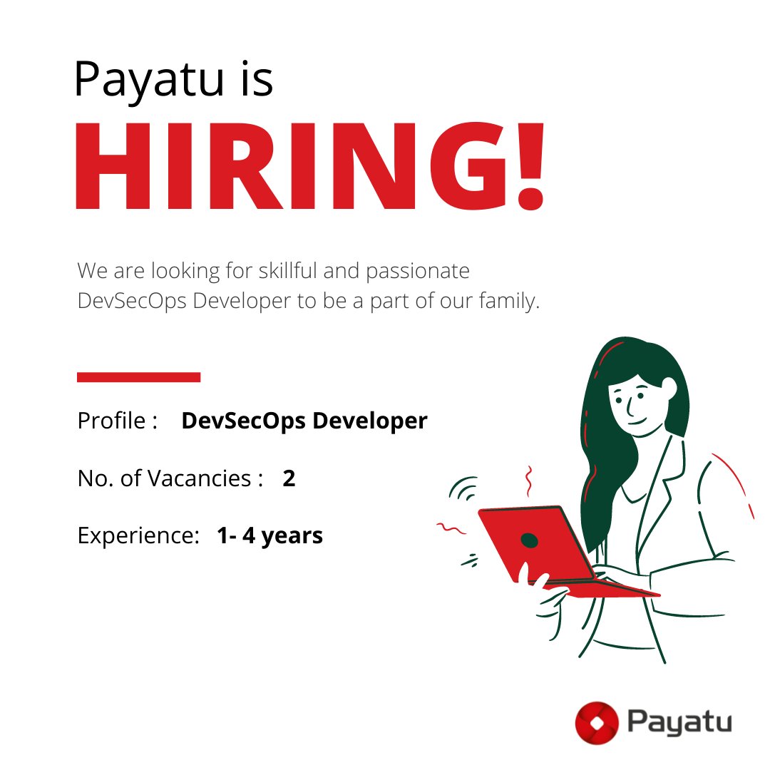 payatulabs's tweet image. PAYATU IS HIRING! 📢
💡Job Profile: DevSecOps Developer
💡 No. of vacancies: 2
💡 Experience: 1-4 Years
To apply ➡️ bit.ly/2VycVzR
Learn more about Payatu ➡️ payatu.com
#hiring #DevSecOpsDeveloper #DevSecOps