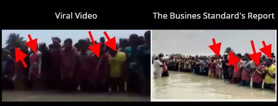 darpan_today's tweet photo. Claim: Video claims #Muslims offer Namaz in knee-deep water in #TheGanga.

Factcheck: We found that the video is from Koyra, #Bangladesh where people offered #namaz in knee-deep water because of the devastation caused by #Amphancyclone.

#misinformation #FactsMatter https://t.co/nELKlDqdcQ