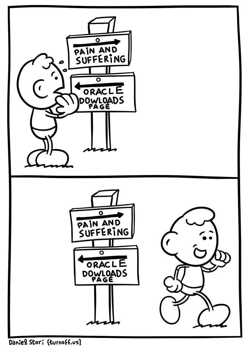 nixcraft's tweet image. oracle downloads page. Give @turnoff_us follow for awesome comics turnoff.us/geek/oracle-do… #ff