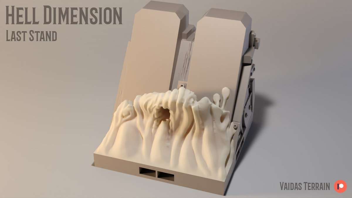 Started working on the new expansion called the Last stand. Before this I mostly modelled organic stuff, now I want to contrast with an outpost that tried to survive in the Hell dinmention.

#DnD #DnD5e #Terrain #Modular #Dwarfs #Orcs #3Dprinting #horror #ttrpgs