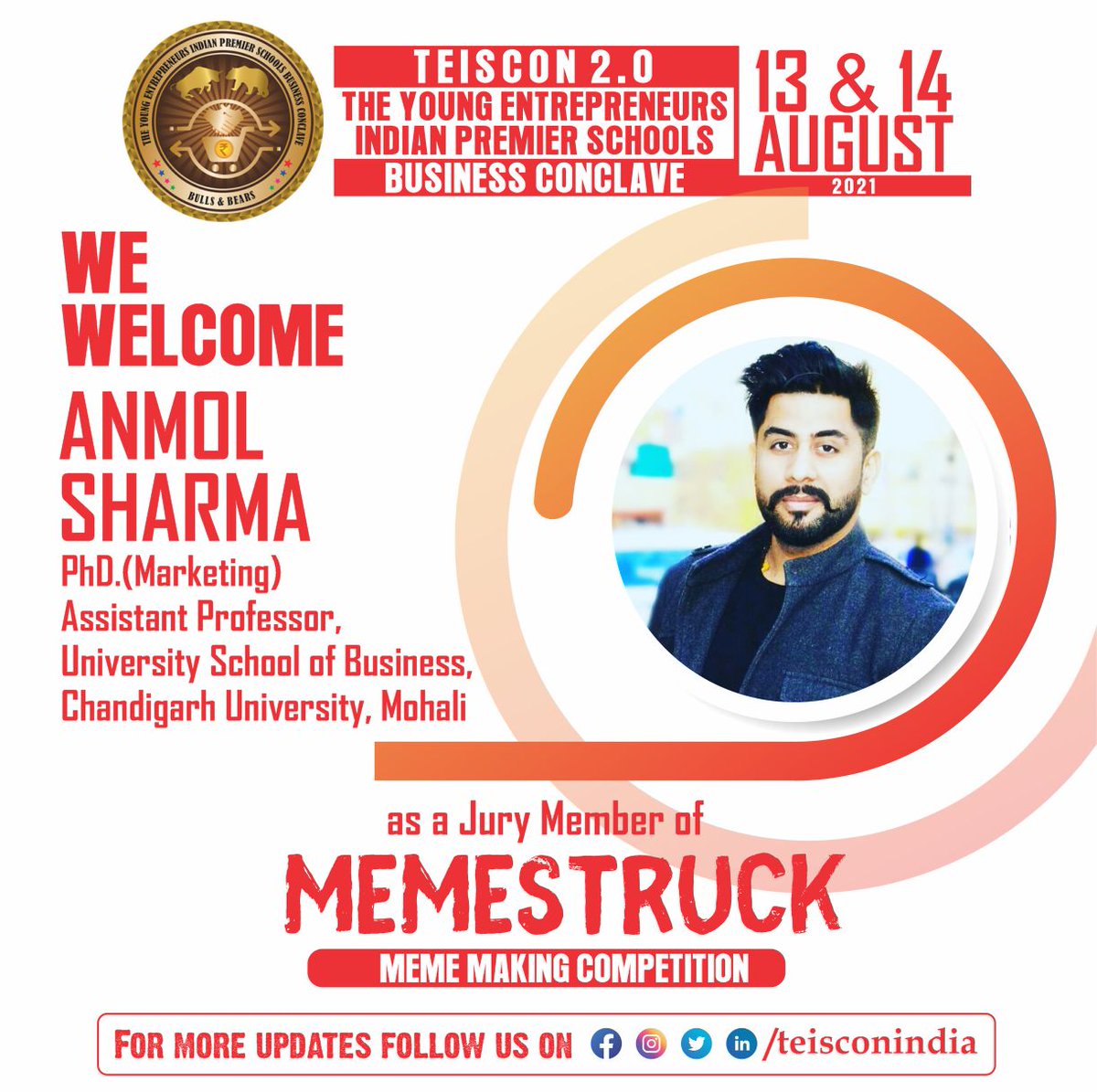 teisconindia's tweet photo. TEISCON 2.0
Welcoming Jury Members
Click : https://t.co/pOwPGOVH6W
@indifs_   @businessinsider  @indiatoday  @fortunemagazine  @bankingfrontiers #teiscon #businessconclave #corporate #entrepreneur #startup #indiatoday #CNN #forbes #Bloomberg #Reuters #bse #nse #stockmarket #bulls https://t.co/duSJ0smE6A