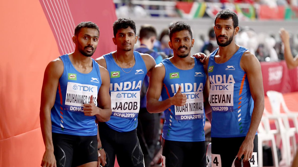 India_AllSports's tweet photo. News Flash: This is UNBELIEVABLE 🔥🔥🔥
India create NEW ASIAN Record in Men's 4X400m Relay (Heat 2) clocking 3:00.25. Finished 4th in Heat 2 
Indian team comprised Muhammed Anas, Nirma Noah Arokia Rajiv, Amoj Jacob 
#Tokyo2020 
#Tokyo2020withIndia_AllSports https://t.co/S3lkSTvZ87