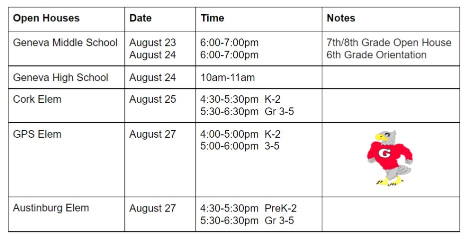 We are gearing up for a great school year! We look forward to seeing everyone at Open House.