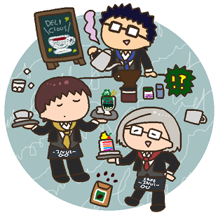 乾カフェがバンプレ限定とはいえ単独(?)でグッズ化になったの、今思うととても奇跡だったのでは(-回-回)( ˘ - ˘ )川-⊡-⊡)って乾カフェ2017年?ヒィ(ボーダー着てる方は古に描いたテニフェスのカフェ絵) 
