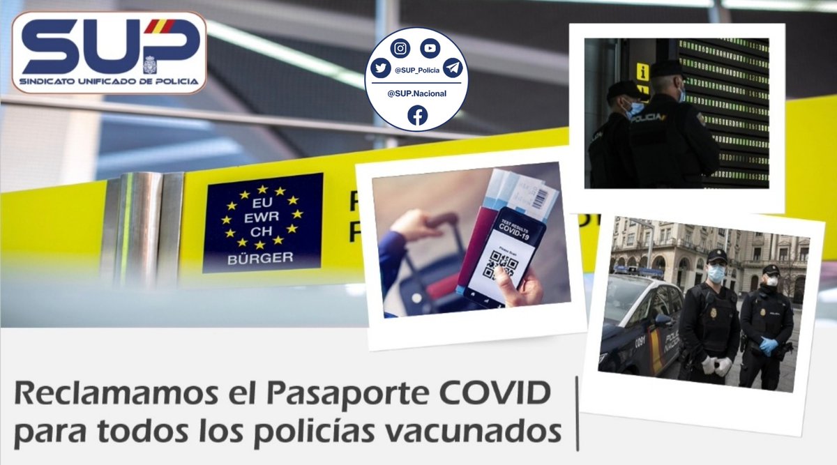 Sup_Policia's tweet photo. 😡Muchos #PolicíaNacional estan sin vacunar o sin #PautaCompleta
🔄Cambios de Comunidad por destino, prácticas, etc. los dejan desprotegidos
💉Exigimos que @sanidadgob e @interiorgob tomen cartas en la vacunación por CCAA y expidan #PasaporteCovid
🛡#TuSeguridadNuestraPrioridad https://t.co/hV3rEZKYo0