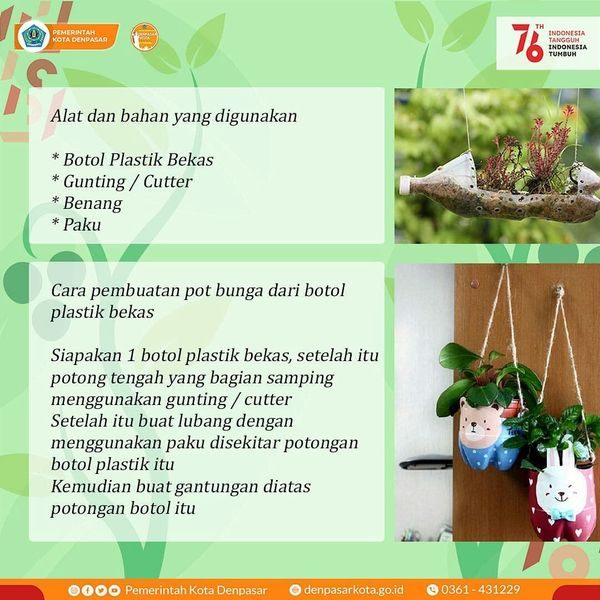 DenpasarKota's tweet photo. Bingung mau ngapain selama dirumah?
Yuk coba berkreasi dirumah dengan memanfaatkan botok plastik bekas untuk menjadi keterampilan dan bs menghasilkan uang.
Yuk intip infografis diatas
#denpasakota #botolbekas #3R #reusereduserecycle #kreative #tanaman #kreasi https://t.co/HtU9DVPzll