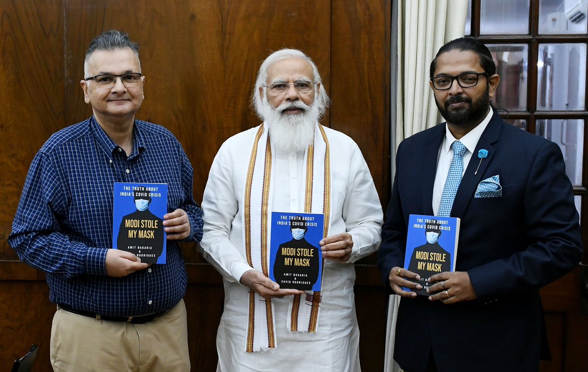 PrinceArihan's tweet image. Meeting with the PM of India was enriching and a dialogue of three minds on issues plaguing India. First statement of @narendramodi ‘Remove your mask and take a picture, after all you told everyone that #ModiStoleMyMask. Touched by his words of encouragement. @AmitBagaria12