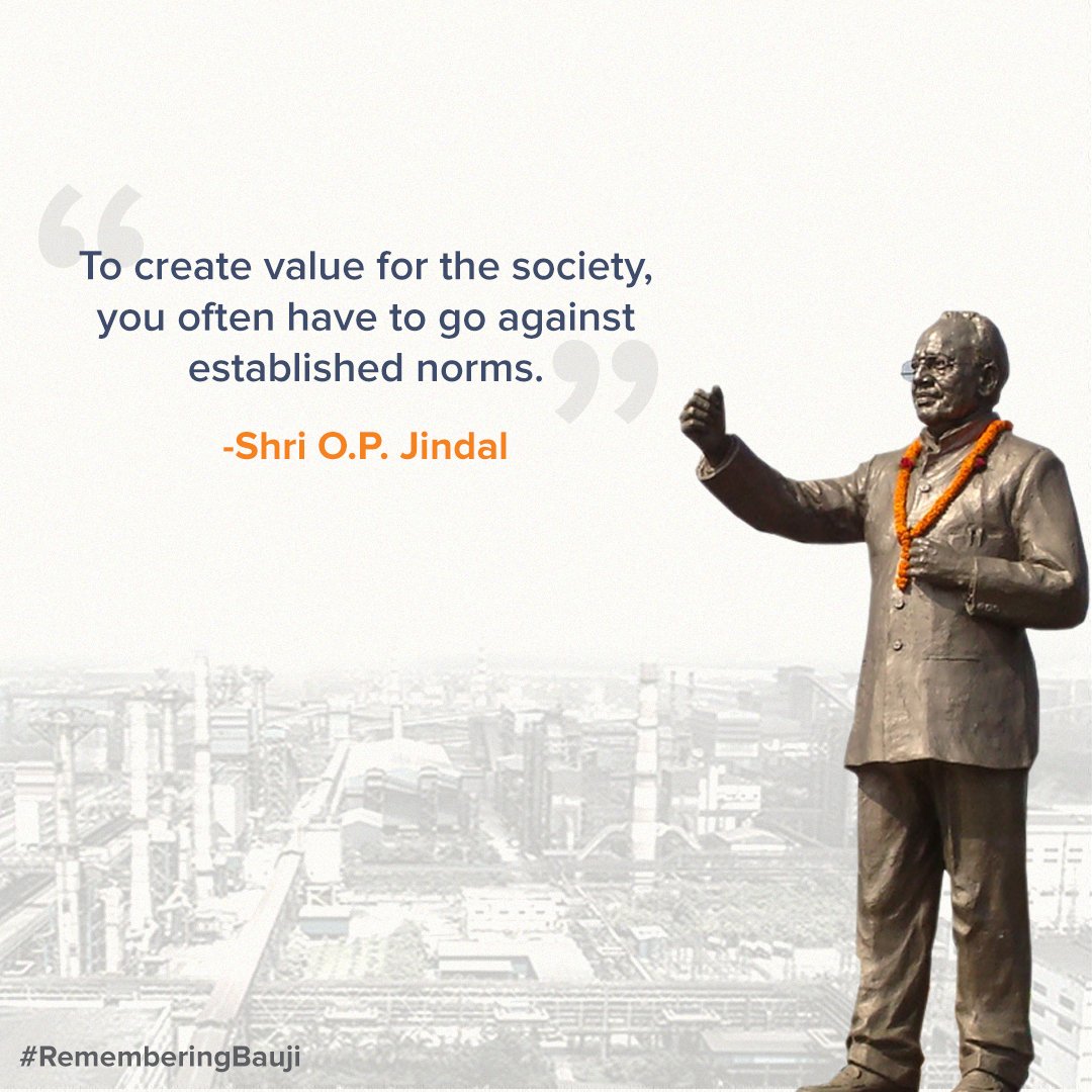 JindalSteel_In's tweet photo. Bauji believed that to be a maverick in any field, one must be willing to blaze a trail of their own! #RememberingBauji #JSPL https://t.co/MdGRWAZnqT