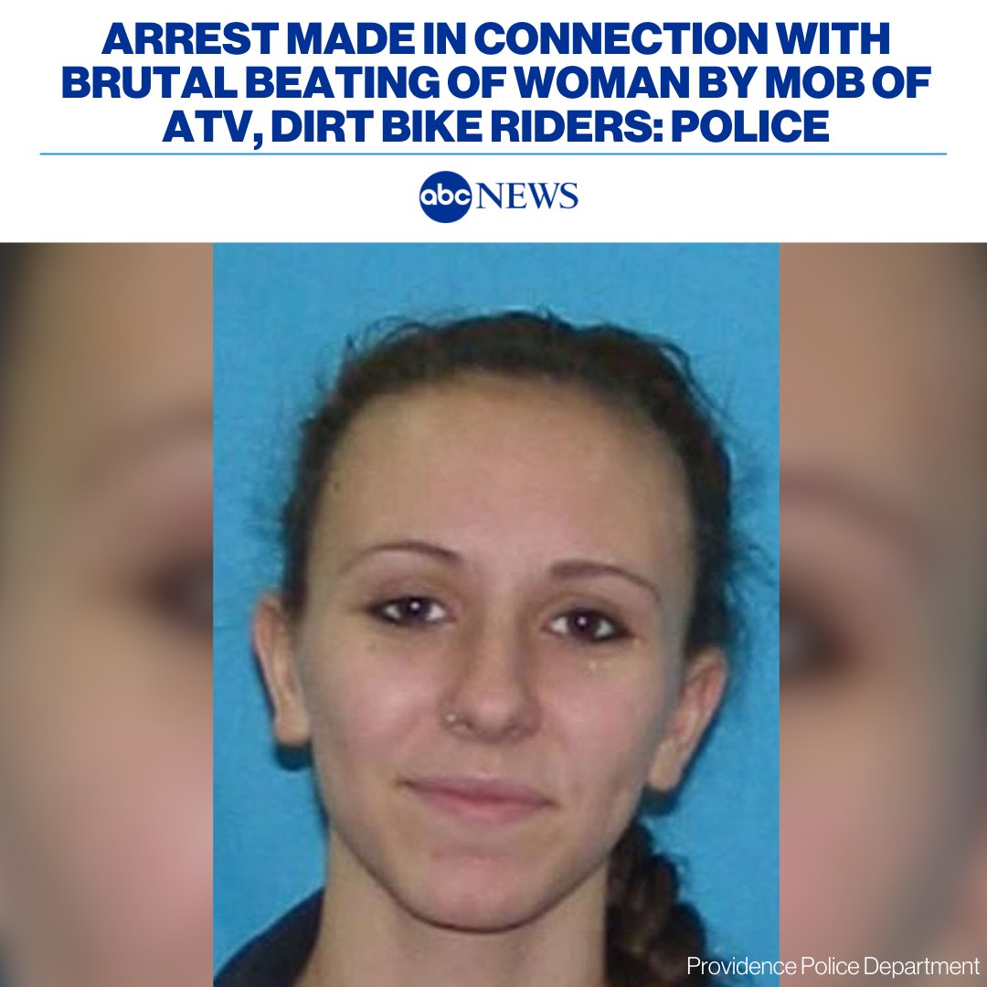 A woman has been arrested in connection with the brutal beating of another woman who was attacked by a mob of ATV riders and dirt bikers in Providence, Rhode Island, police say. abcn.ws/3yGTLqd