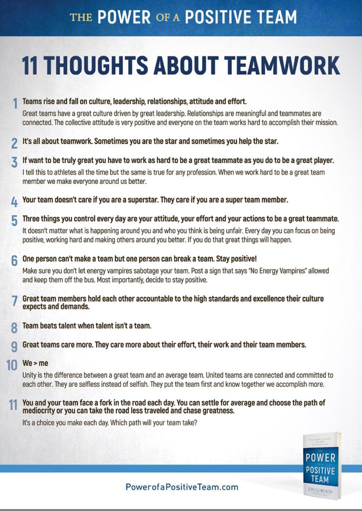 Jon Gordon 11 Keys For Great Teamwork T Co Ojdrrpyupy Twitter