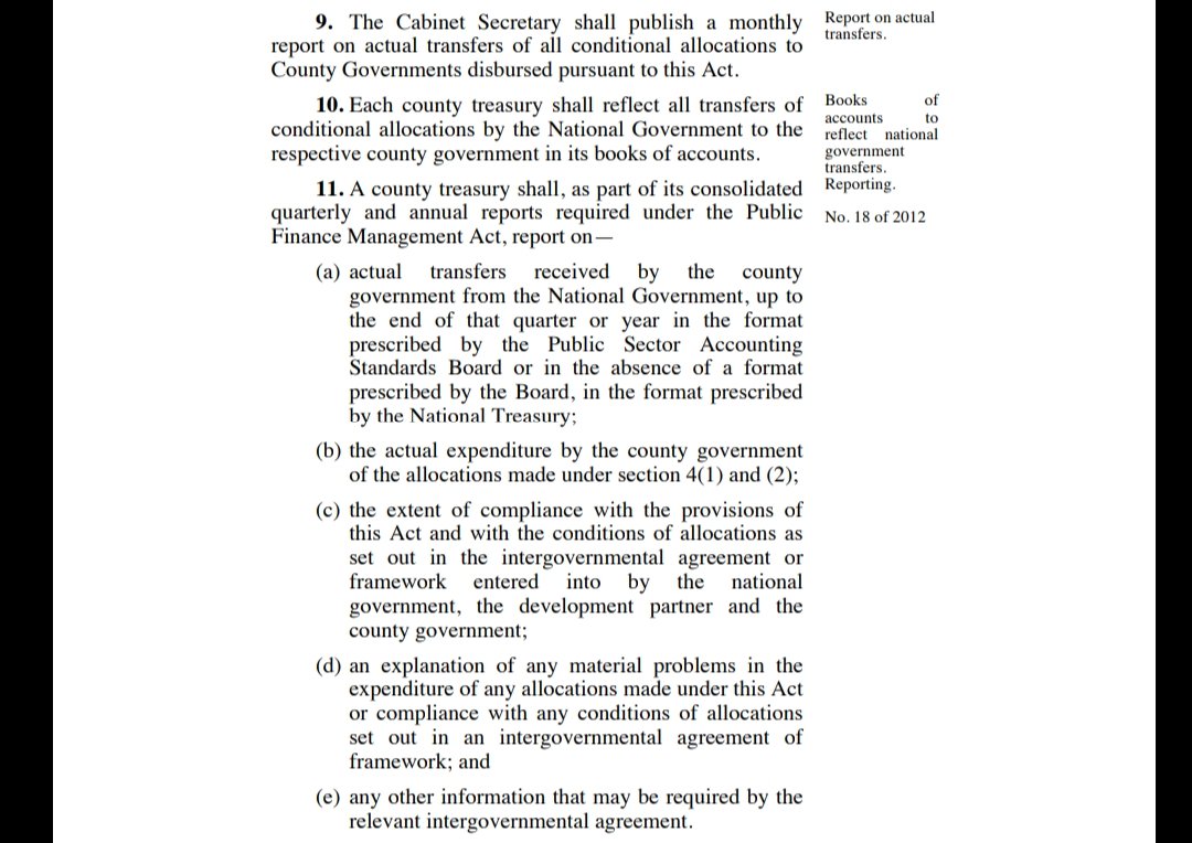 BudgeTalkGlobal's tweet photo. @Syieke1 Section 9-11 of the #CountyGovernmentsGrantsBill 2021/22 talks about reporting transfers and utilization of #ConditionalGrants.
#CountyGovernmentsGrantsBill 2021/22
#KeBudgetTalk
#FollowTheMoneyKe https://t.co/HaebC0tHTF