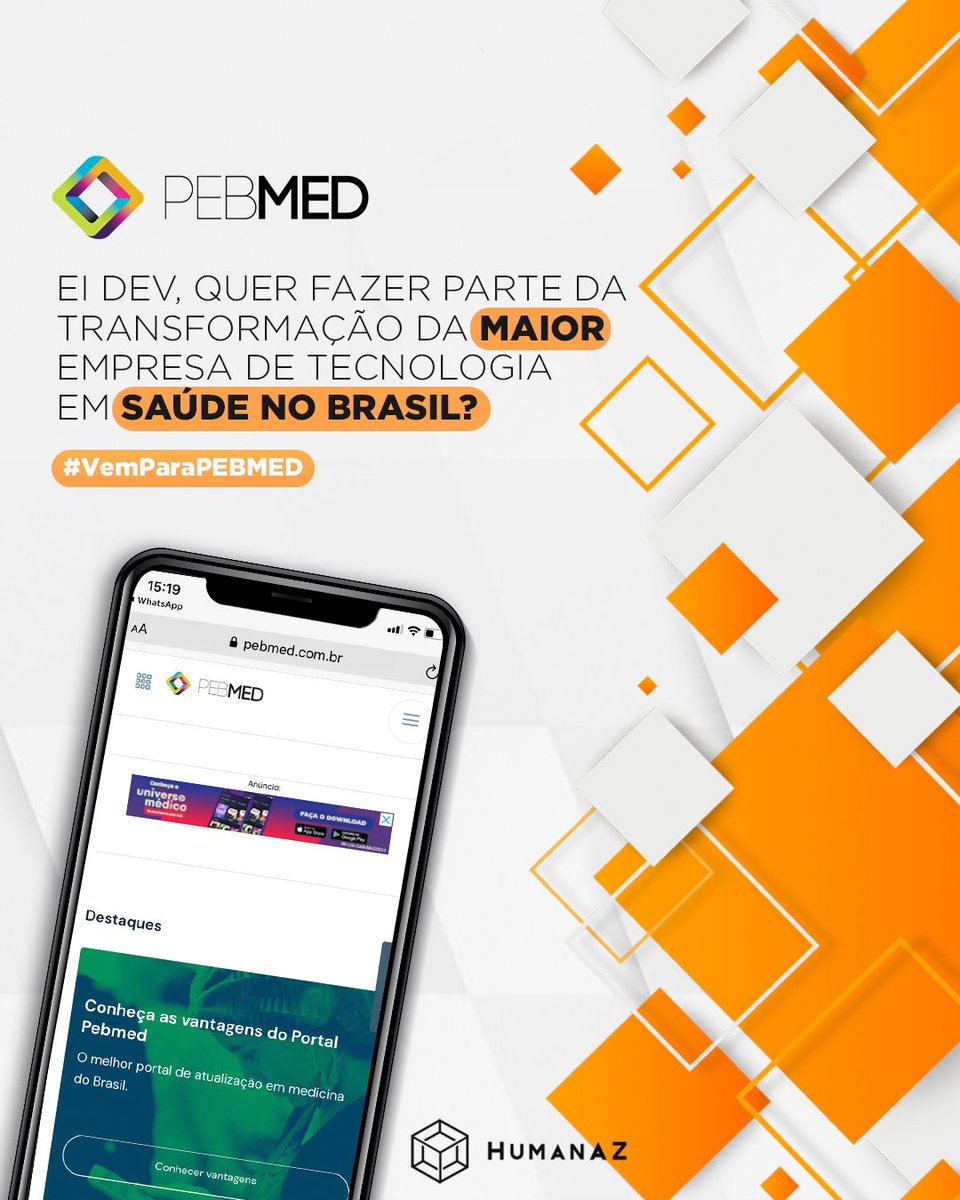 humanaz_'s tweet image. A #PEBMED juntamente com a HumanAZ, estão atraindo profissionais para:
👉Desenvolvedor Mobile Android & IOS
👉Desenvolvedor Web Front-End
👉Desenvolvedor Back-end Node.js
👉Cloud Engineering
🔗Cadastre-se: bit.ly/3rUTNIj
@viumavaga
#DevMobile #DevFrontEnd #DevBackEnd