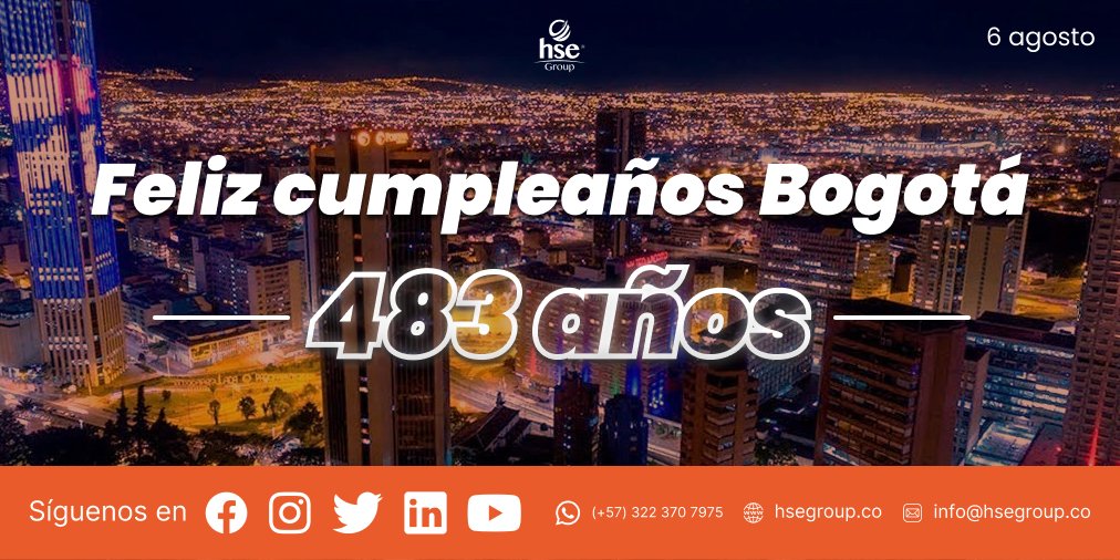 hsegroupsas's tweet photo. 483 AÑOS DE NUESTRA AMADA CAPITAL🥳
♪ Flor de razas compendio y corona
en la patria no hay otra ni habrá
nuestra voz la repiten los siglos:
¡Bogotá! ¡Bogotá! ¡Bogotá!♫
Dale ♥ si te sientes orgullosamente bogotana(o).
#HSEGroup #yoamobogota #6deagosto #cumpleañosbogota https://t.co/OYTDufnGvI