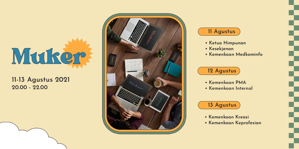 👨‍💼Musyawarah Kerja👩‍💼

Info penting nih buat Champ yang penasaran banget tentang apa aja yang bakal Badan Pengurus HME lakuin dalam satu periode kepengurusan. 

SAVE THE DATE!

Tanggal  : 11–13 Agustus 2021
Jam         : 20.00–22.00
Platform : Zoom

#BPBersatu
#BersamaSatukanHME