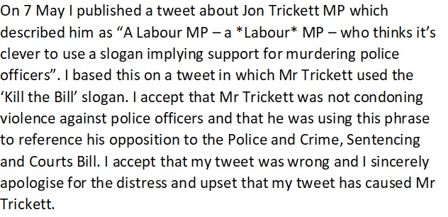 A personal apology to @Jon_Trickett. Please retweet