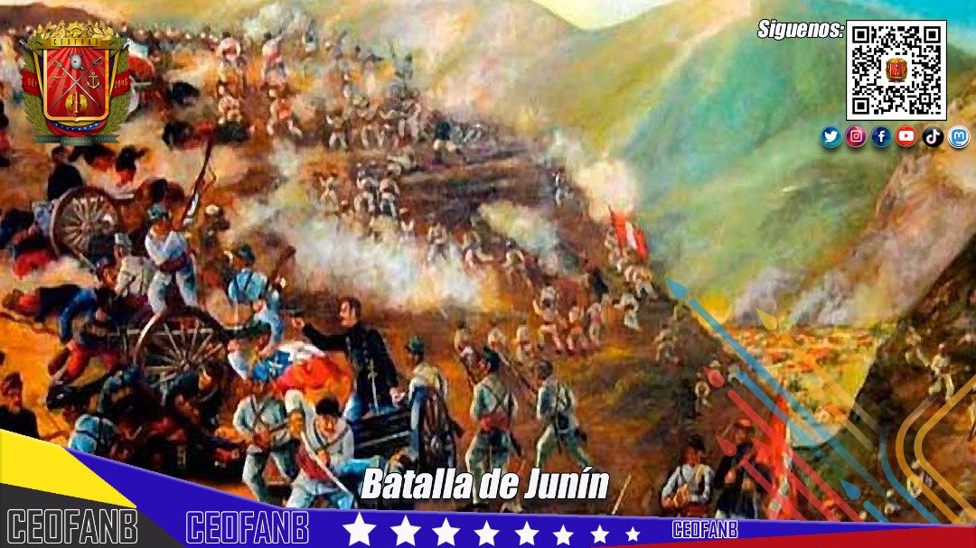 CEOFANBVE's tweet photo. 🗓️ #6Ago || Hace 197 años se llevó a cabo la Batalla de Junín, este combate formó parte de la gesta emancipadora dirigida por el Libertador Simón Bolívar, siendo un enfrentamiento armado entre el Ejército patriota y los realistas, por la independencia de América del Sur. https://t.co/whj9wmsuhv