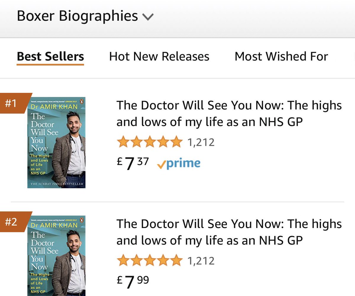 Amazon still think I’m Amir Khan the boxer! 

Im not complaining as it means I’m No.1 in the boxer biographies, sometimes it pays to have the same name as a very famous boxer!😂😂😂