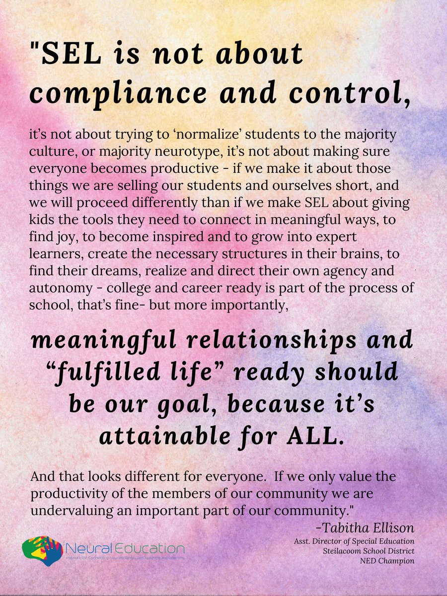 #SEL is NOT about #compliance . Thank you @hopeternal777 for reminding us about the importance of #relationships and #fulfilledlife readiness! #knowbetterdobetter #neuraled
