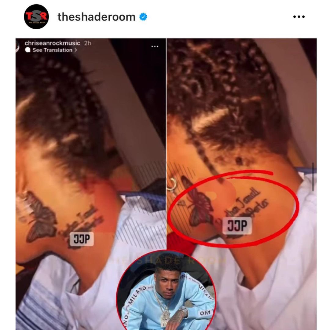Video Blueface Says Hes Not Responsible For Chrisean Rock Getting Another  Tattoo Of His Name Why Yall Give A Crap So Much