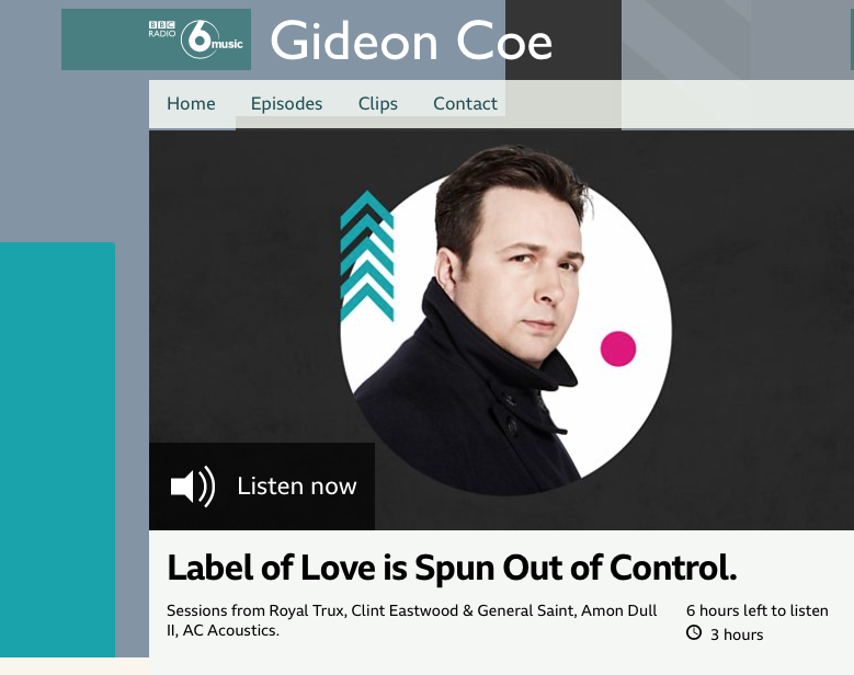SpunOutSounds's tweet photo. On #BandcampFriday a reminder that it's the LAST CHANCE to listen back to our #SpunOutOfControl feature as @gidcoe's #LabelOfLove on @BBC6Music ❤️
@hattiecooke, @MonochromeEcho, @fullycomposed & @_Hawksmoor_ all have music that can be found @Bandcamp 🙏
https://t.co/i19IFg5WjL https://t.co/fNWuGXGfGE