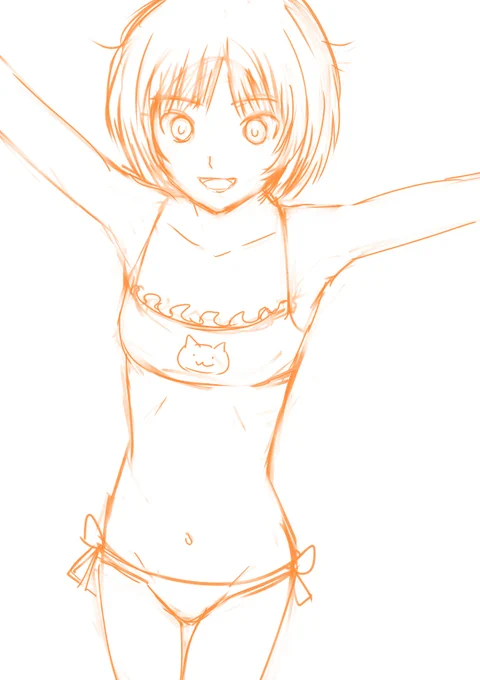 台風の間に美也の絵を描いておくか 