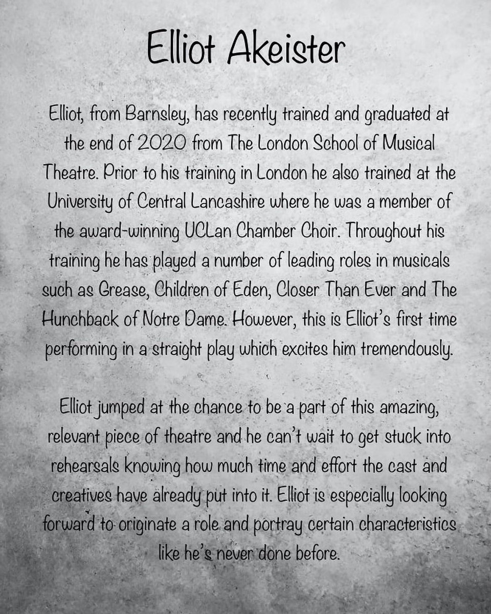 MEET THE CAST…

<a href="/EJAkeister/">ELLIOT AKEISTER</a> 

“JUMPED AT THE CHANCE TO BE A PART OF THIS AMAZING, RELEVANT PIECE OF THEATRE”

#britishplay #relevant #originate 
#london #lsmtlove #theatre #support