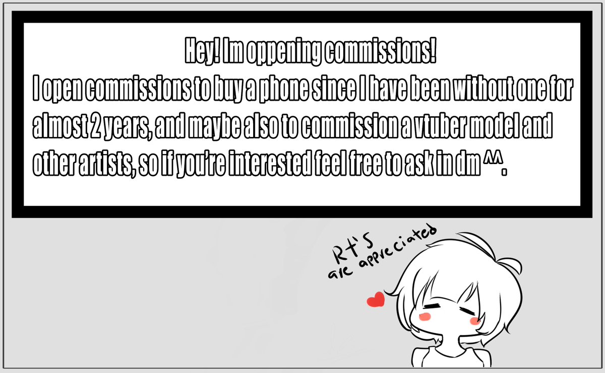 sadMajomix's tweet photo. Bueno, ya que llevo casi 2 años sin un celular he decidido abrir comisiones para comprarme uno, quizá comisionar un modelo vtuber y a otros artistas, y nada, eso. 
(Cualquier duda la info en md <3)

agradezco un montón los rt's ^^ https://t.co/OsjtZzLzE4