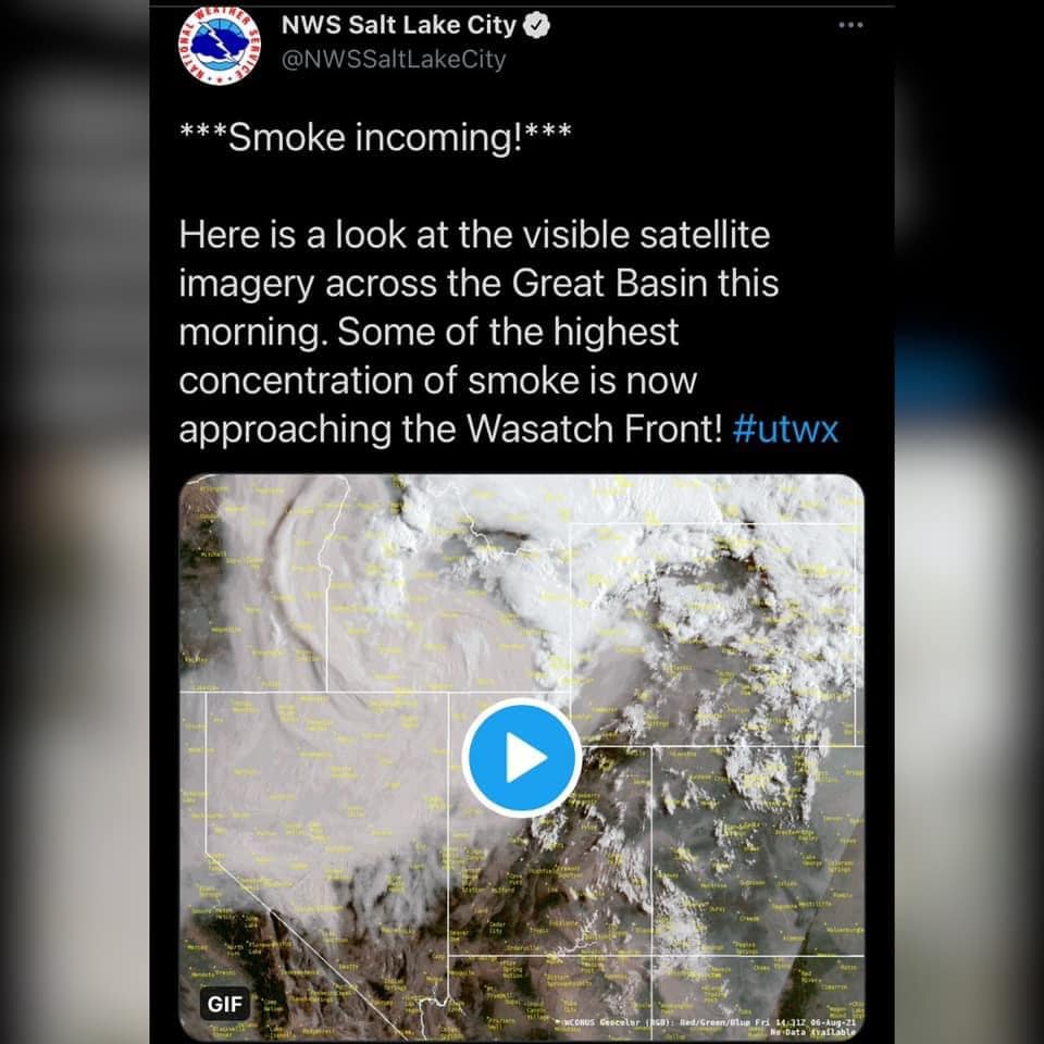 If you’re wondering where all of the smoke is coming from, the National Weather Service shared this satellite image. The smoke is coming from the wildland fires that are happening across the country. Please be safe and consider staying indoors to avoid breathing in the smoke.