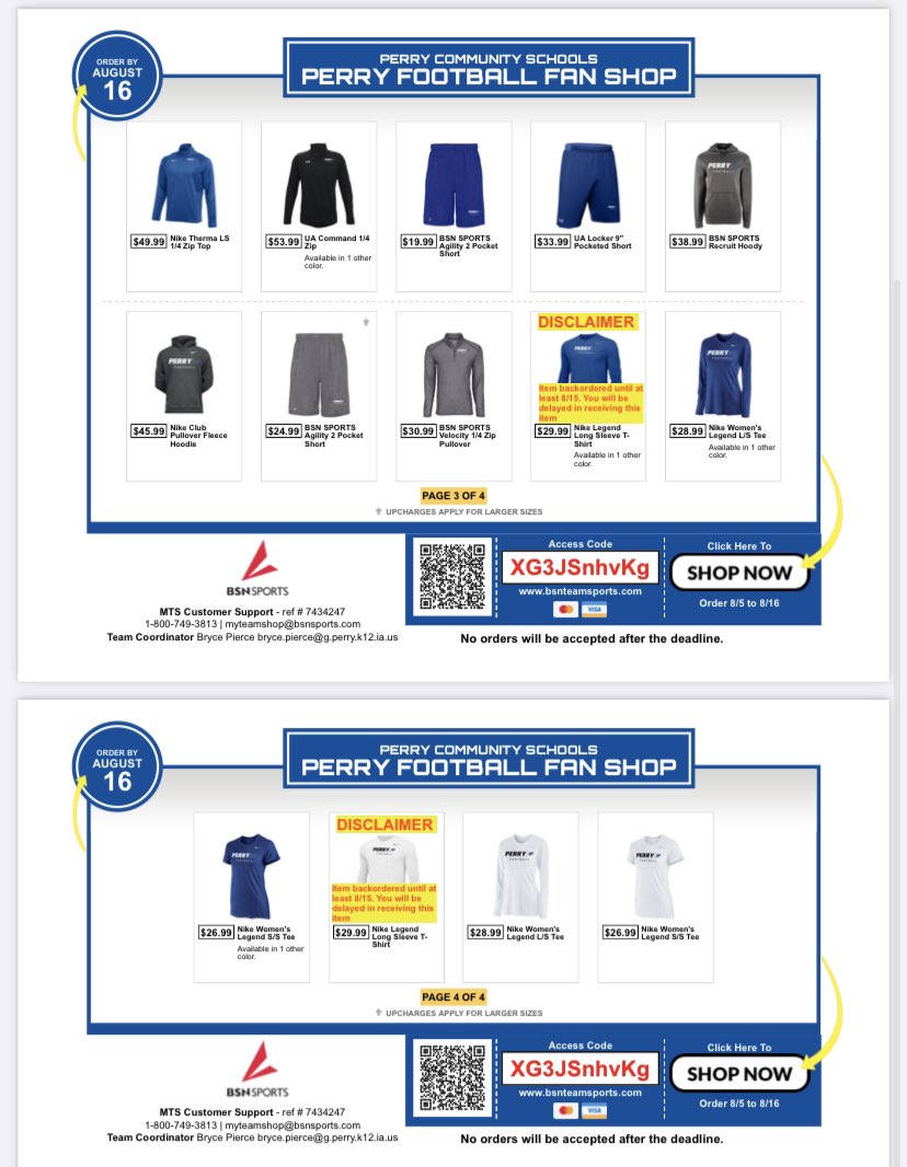 PerryIAFootball's tweet image. Perry football fan apparel is here! Take note of the disclaimer on the Men’s Legend Long Sleeve shirts when ordering. Lots of options, looking forward to seeing our fans in new gear! 

bsnteamsports.com/shop/XG3JSnhvKg
