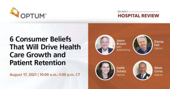 BPDhealthcare's tweet photo. We're looking forward to this @BeckersHR + Marketing Virtual Forum about the evolving healthcare consumer. It will be led by @JasonBrownBPD &amp; our partners at @Optum. Register today so you can tune in on August 17th: https://t.co/3SCUq3fOaw https://t.co/zbt1CtfwQ3