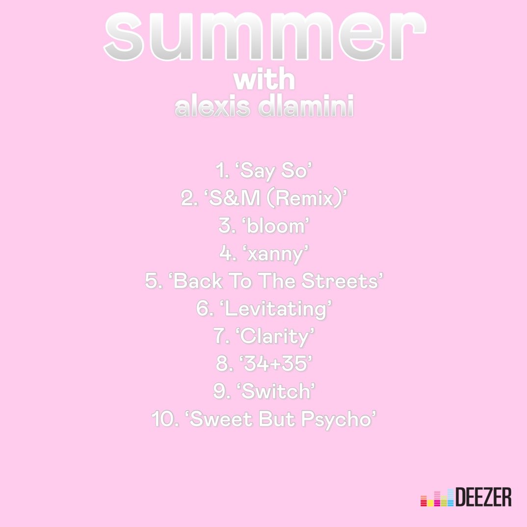 CANlGETlT's tweet photo. 🌞 with @alexisdlamini features #Levitating🚀! Go stream the whole playlist with other summer hits on @Deezer 🥵 https://t.co/OdlGHEeGJU