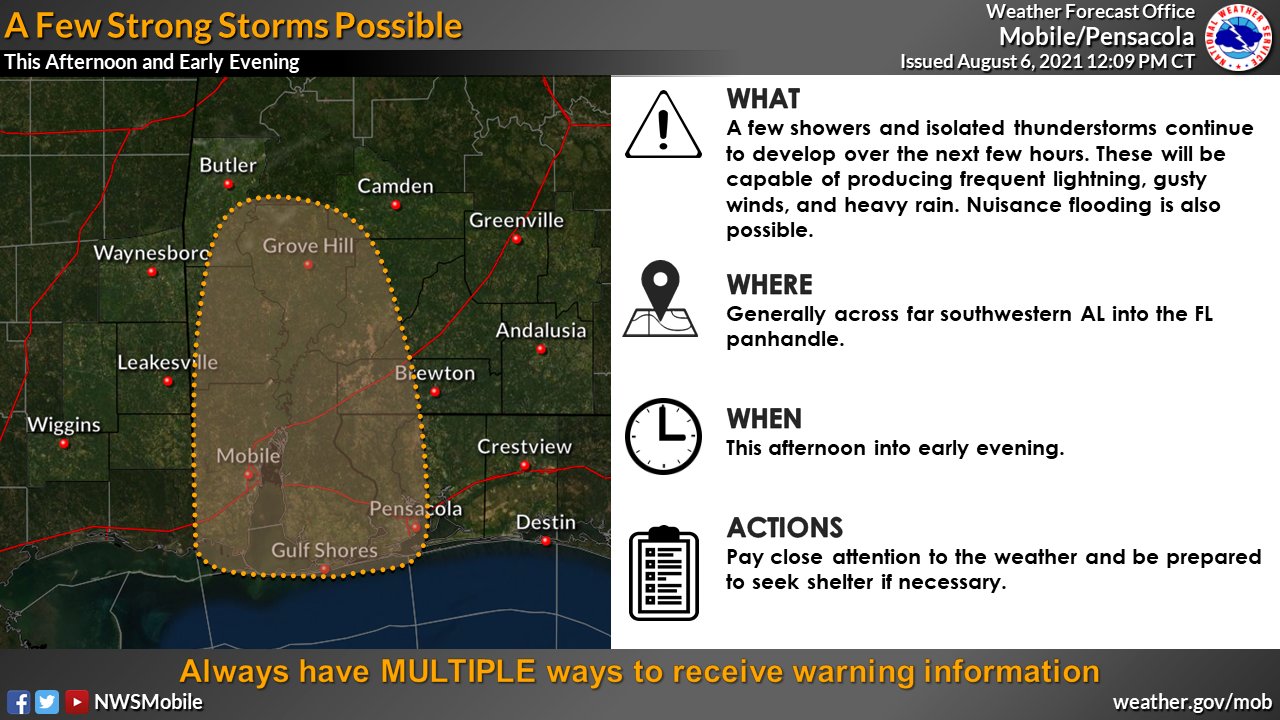 NWS Mobile on Twitter "A few showers and isolated thunderstorms