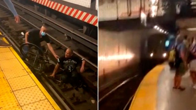 Cooperativa's tweet photo. [Video] Momento de terror: Hombre se lanzó a las vías del Metro tras caída de persona en silla de ruedas #CooperativaContigo https://t.co/J3e6JE8o5O https://t.co/kVC6r28VOX