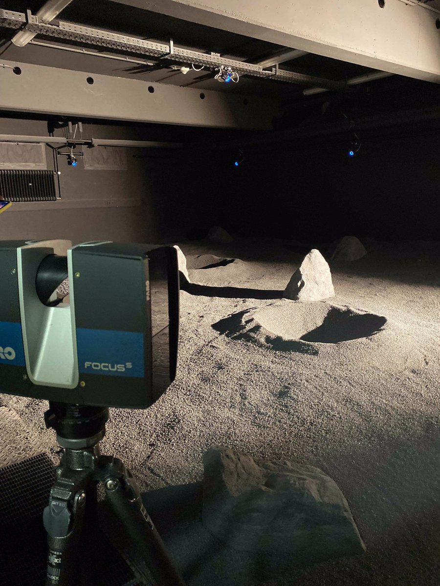 NTeferle's tweet photo. In https://t.co/zpEIxyyNtT Luna Lab today to provide a fully captured and referenced #digitaltwin of its moonscape. @GeodesyGNSS @mo_robotics @uni_lu @SnT_uni_lu https://t.co/tEwwGLBIoE